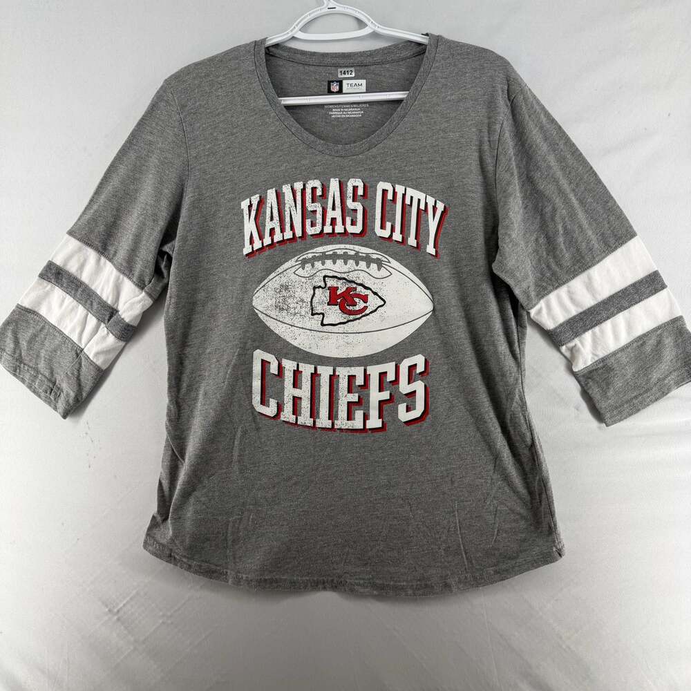 1412 Women's NFL Team Apparel Kansas City Chiefs 3/4-Sleeve V-Neck T-Shirt